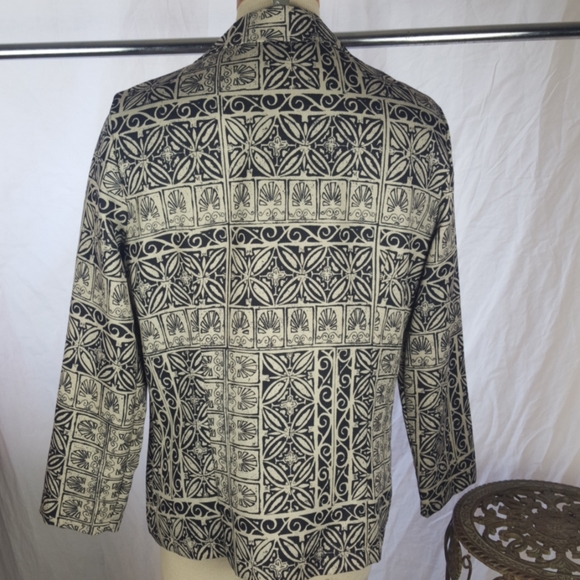 VTG CB COLLECTIONS AZTEC CREAM BLACK BLAZER SZ M - Picture 5 of 7